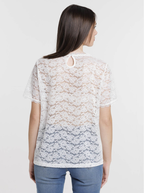 T-shirt dentelle blanc...