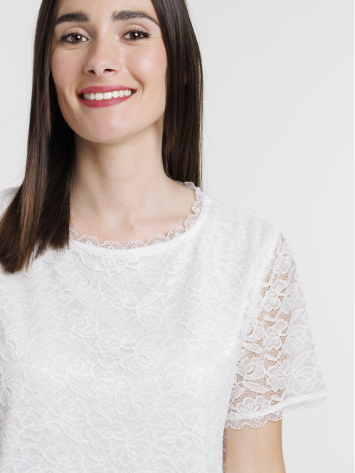 T-shirt dentelle blanc...
