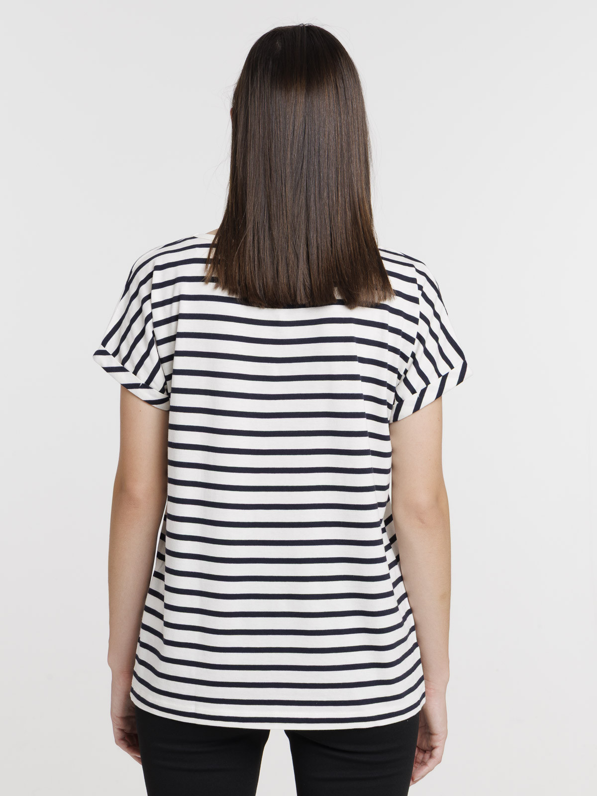 T-shirt col V rayé femme