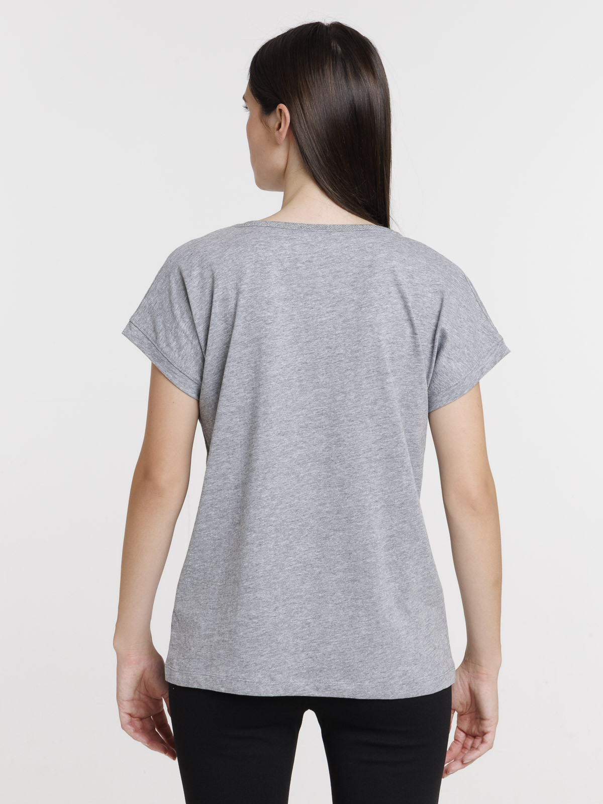 T-shirt col V strass femme