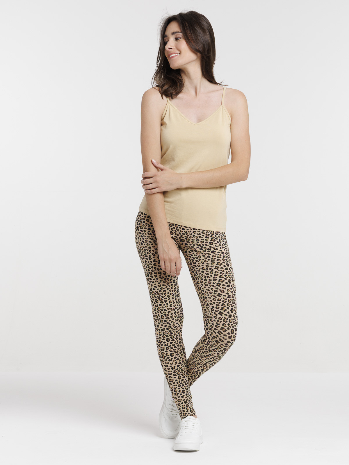 Débardeur bretelles col V camel femme