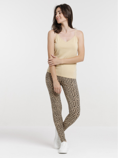 Débardeur bretelles col V camel femme