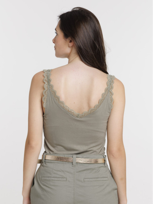 Débardeur col V dentelle...