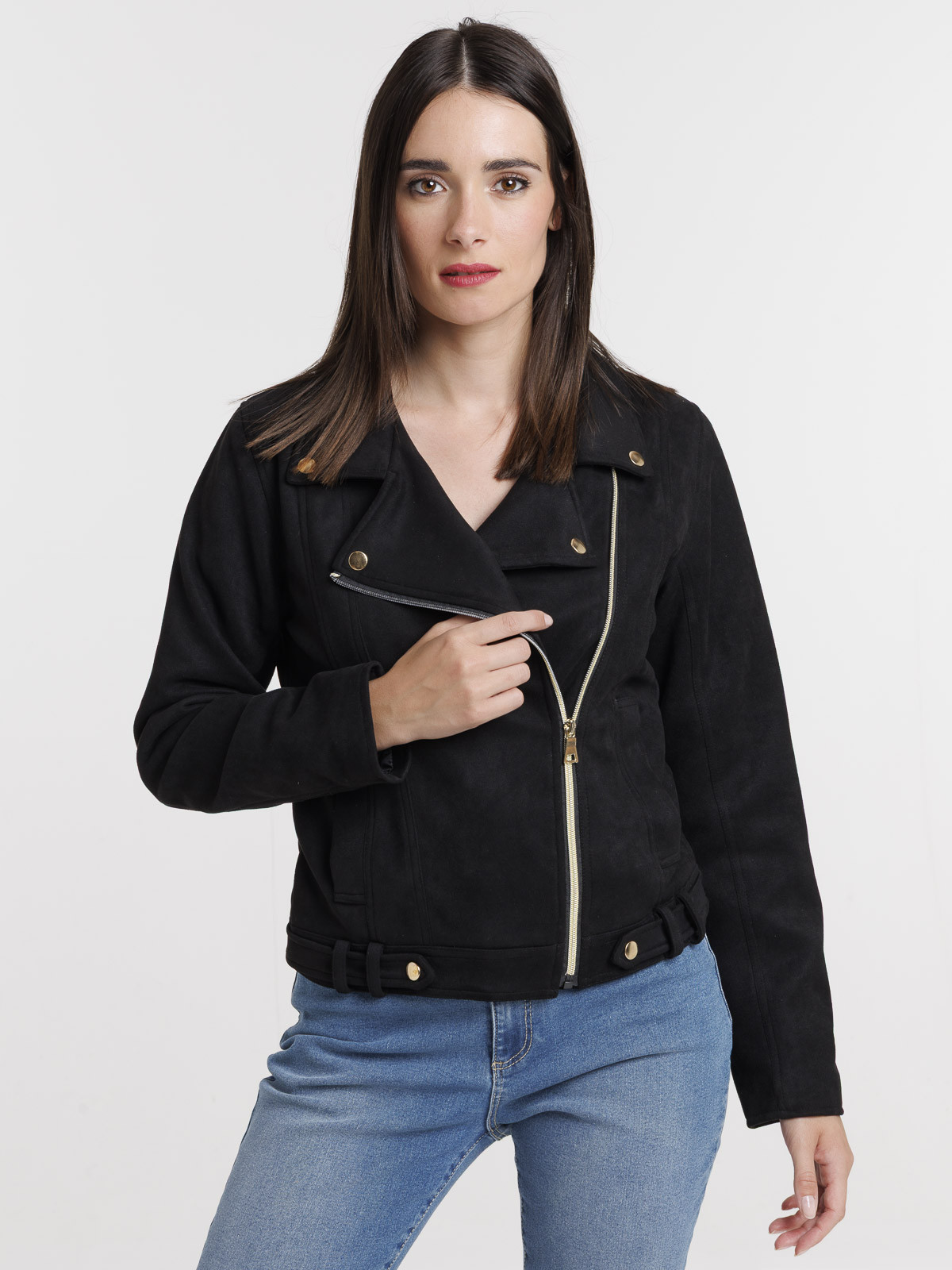 Veste biker noire suédine femme Veste biker noire suédine femme