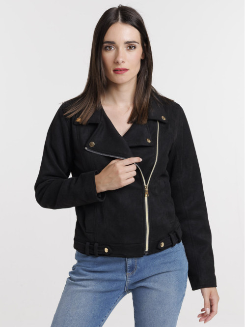 Veste biker noire suédine...