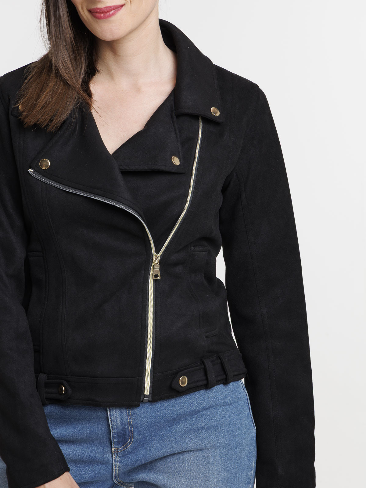 Veste biker noire suédine femme Veste biker noire suédine femme