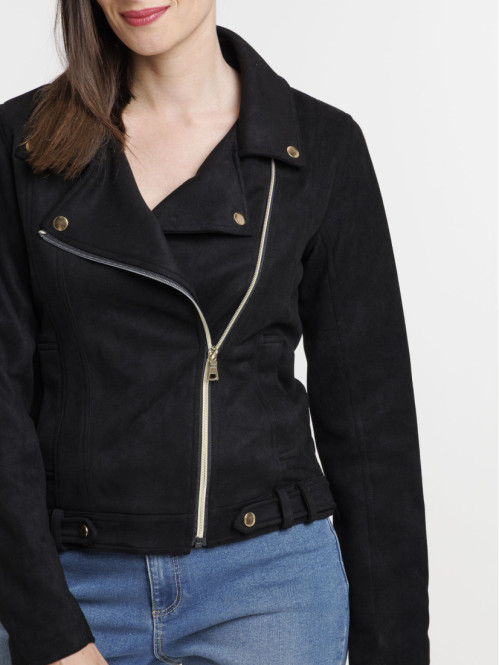Veste biker noire suédine...