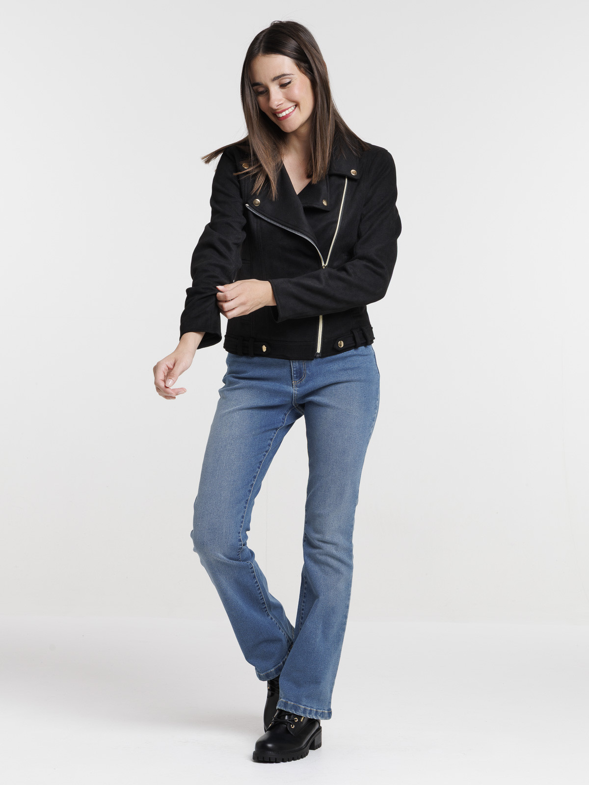 Veste biker noire suédine femme