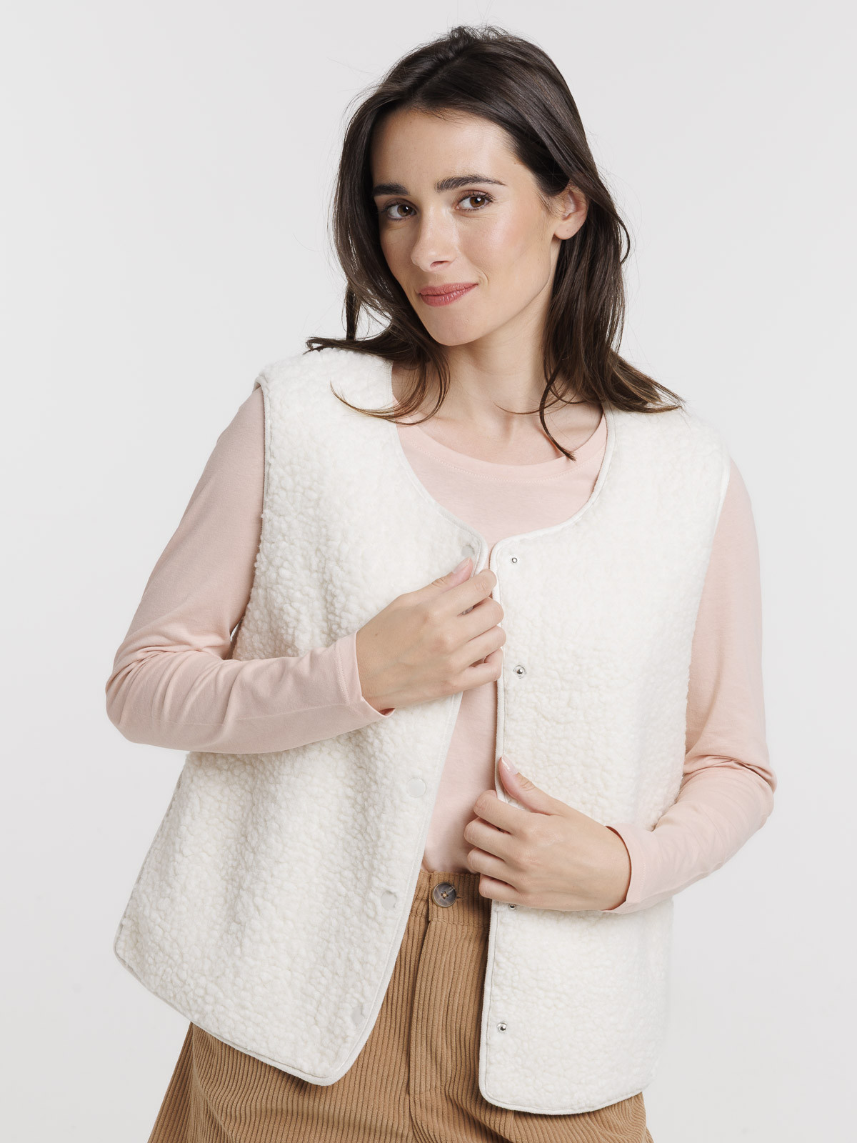 Gilet sans manches écru femme