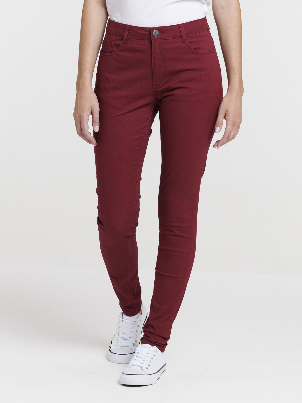 Pantalon skinny grenat femme