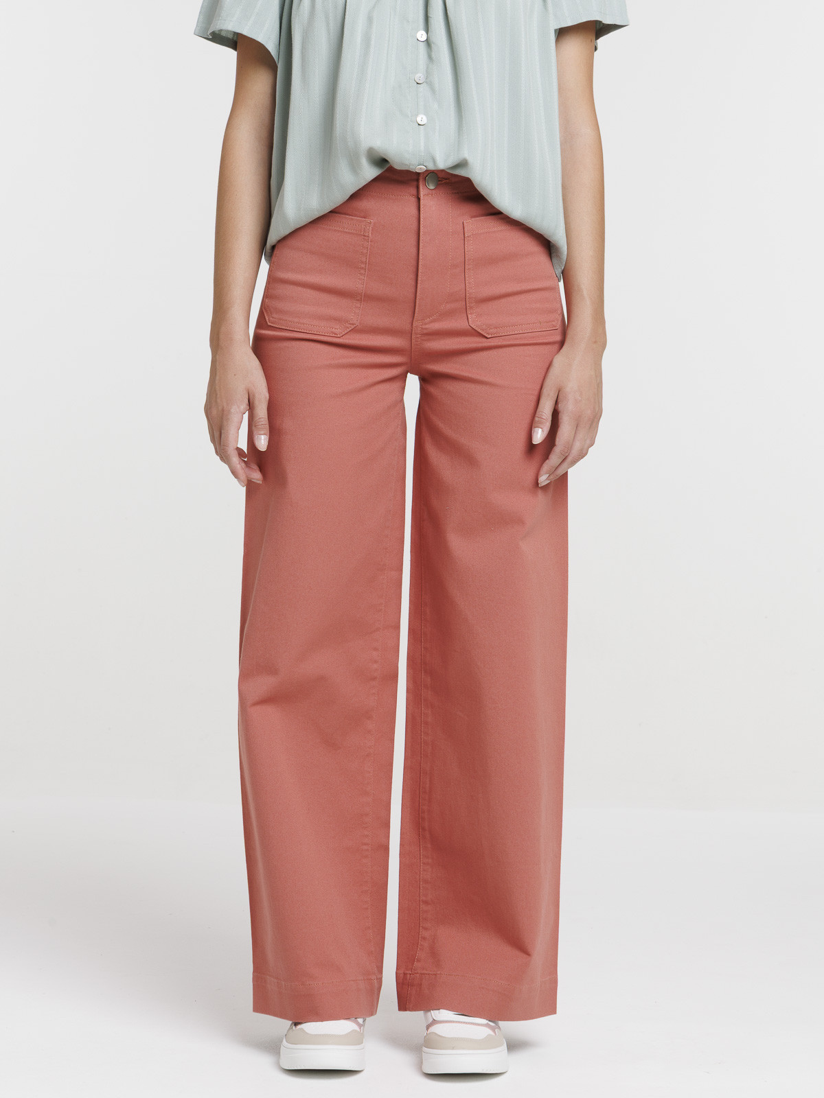 Pantalon large rosewood femme