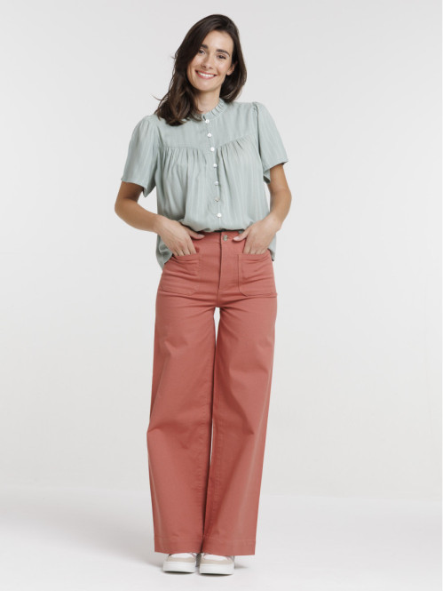 Pantalon large rosewood femme