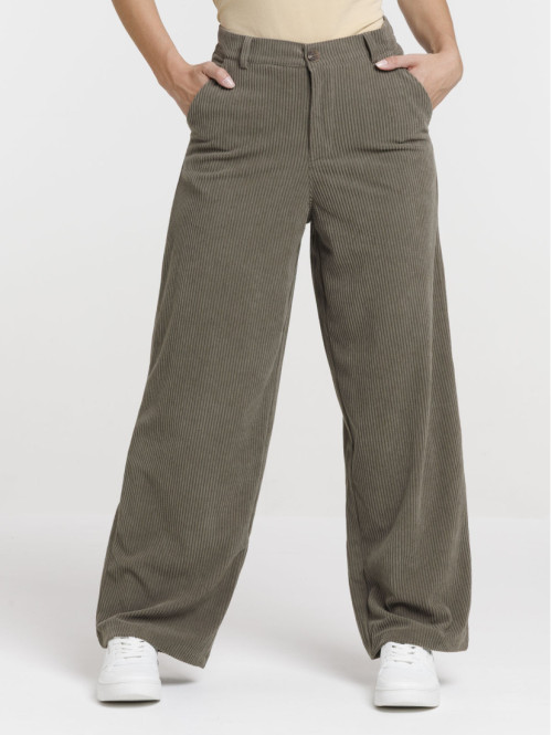 Pantalon en velours large femme