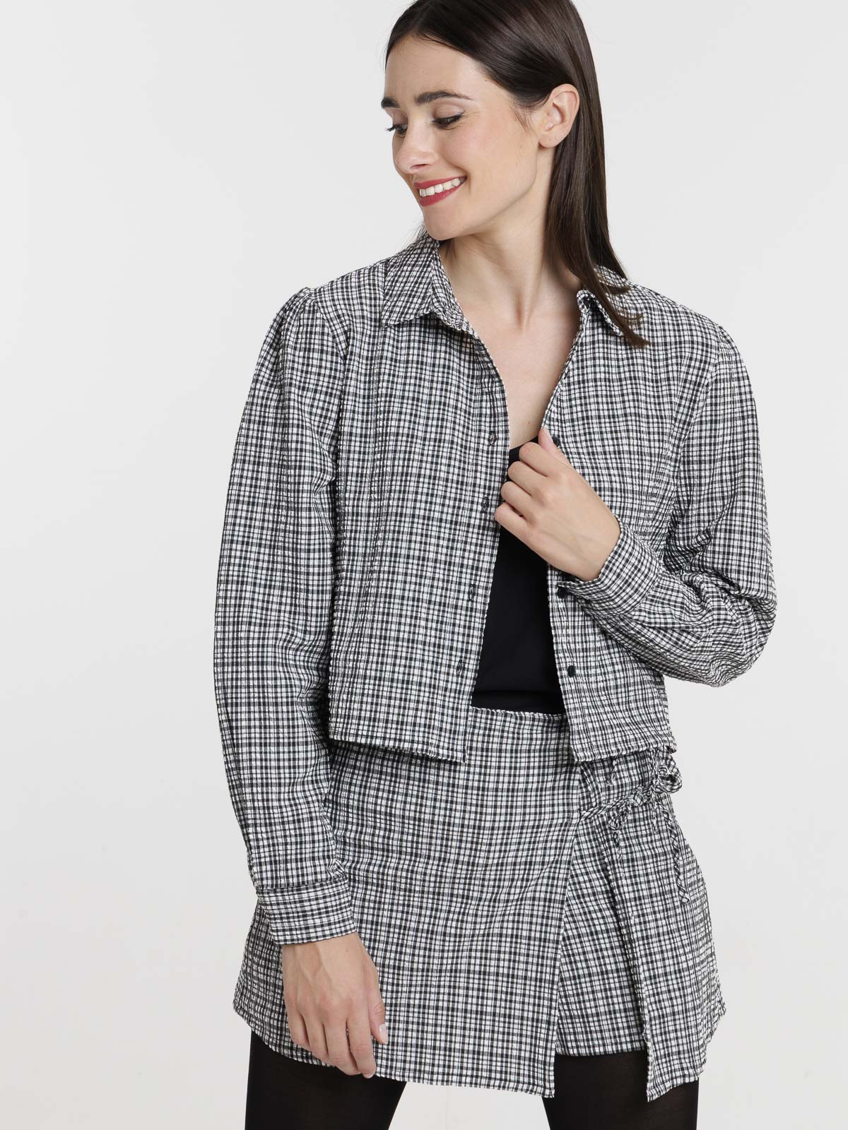 Chemise à carreaux courte femme