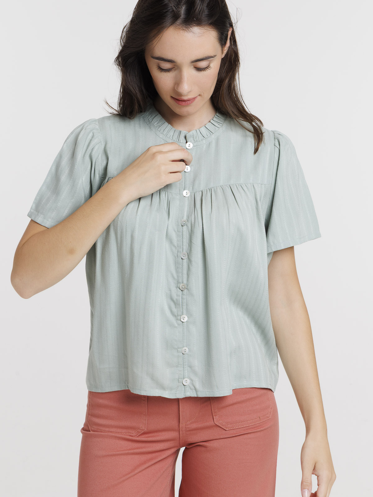 Blouse boutonnée jade femme