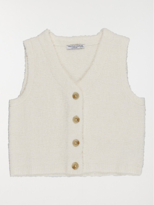 Gilet Sans Manches Tricoté Col V - Pour Fille Et Garçon - Vêtement école Décontracté - Pull Doux Tendance - Unisexe