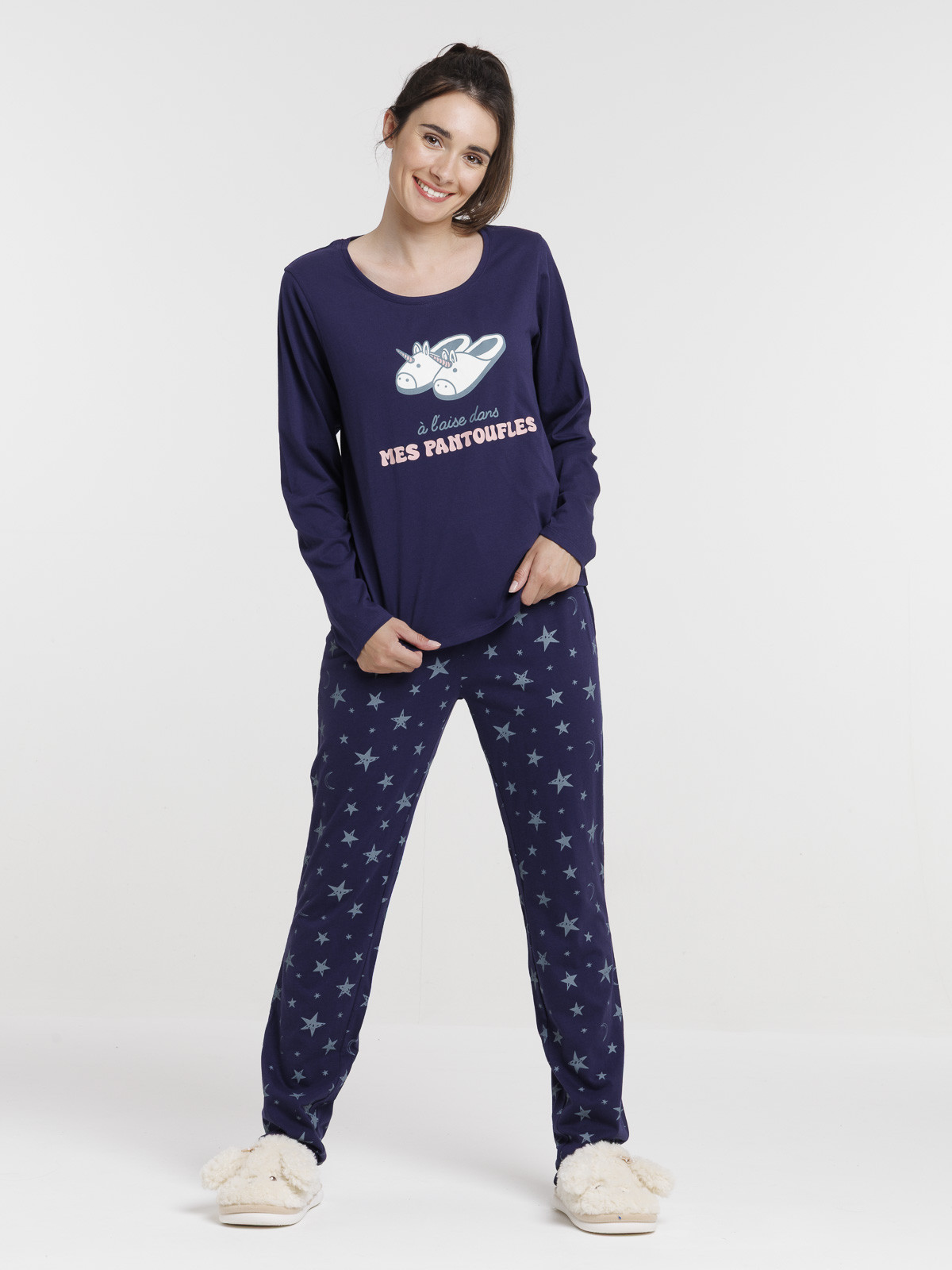 Pyjama motif pantoufles femme