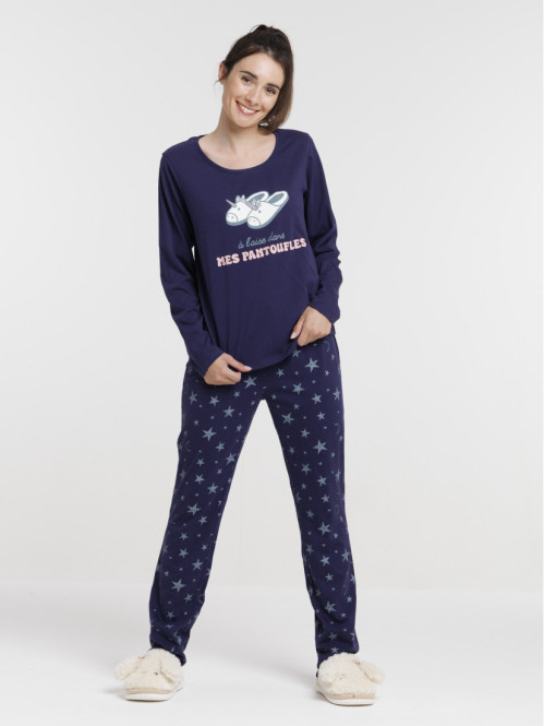 Pyjama motif pantoufles femme