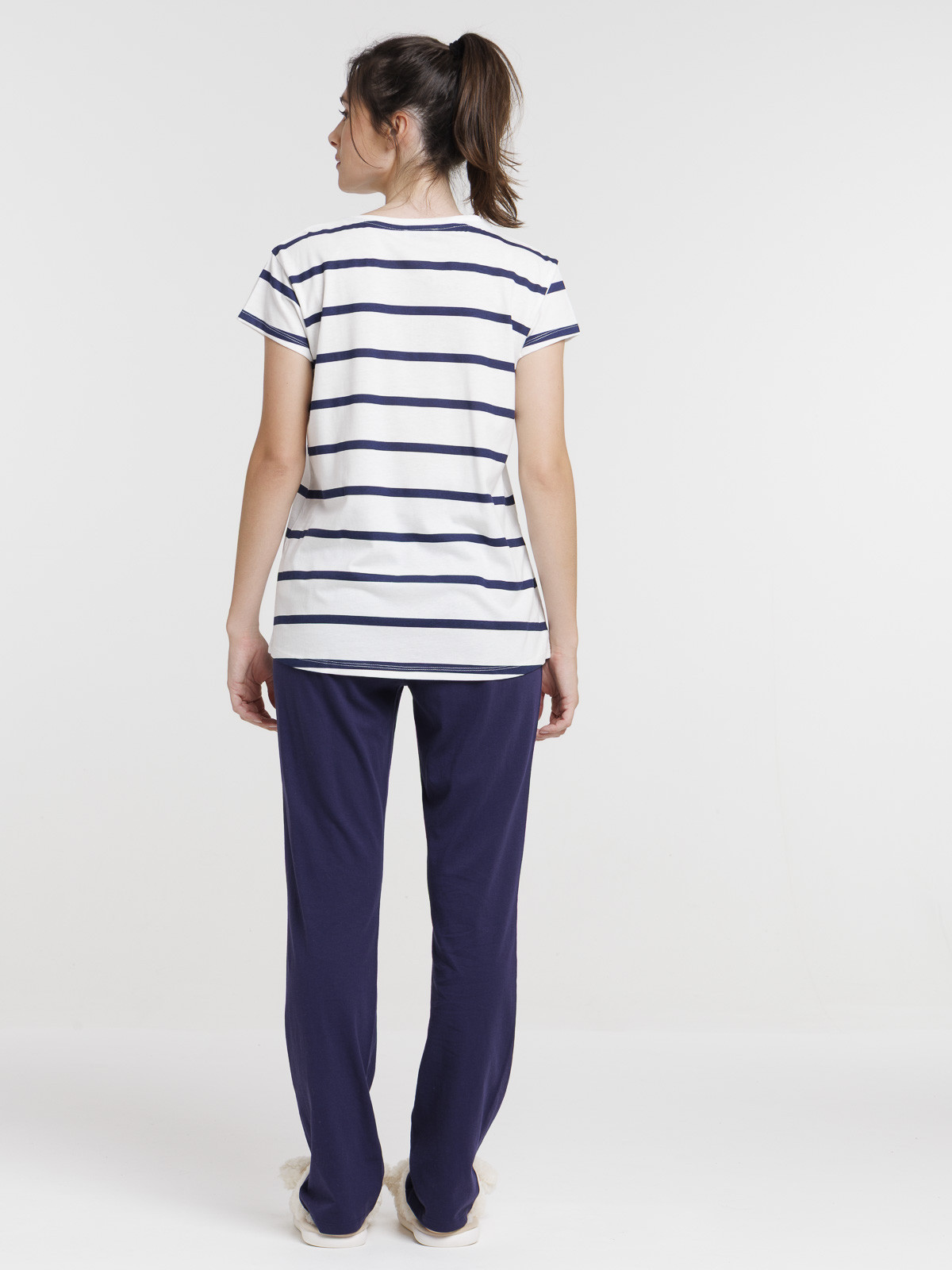 Pyjama rayé et coeur femme