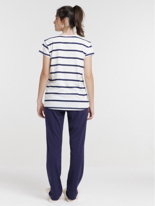 Pyjama rayé et coeur femme