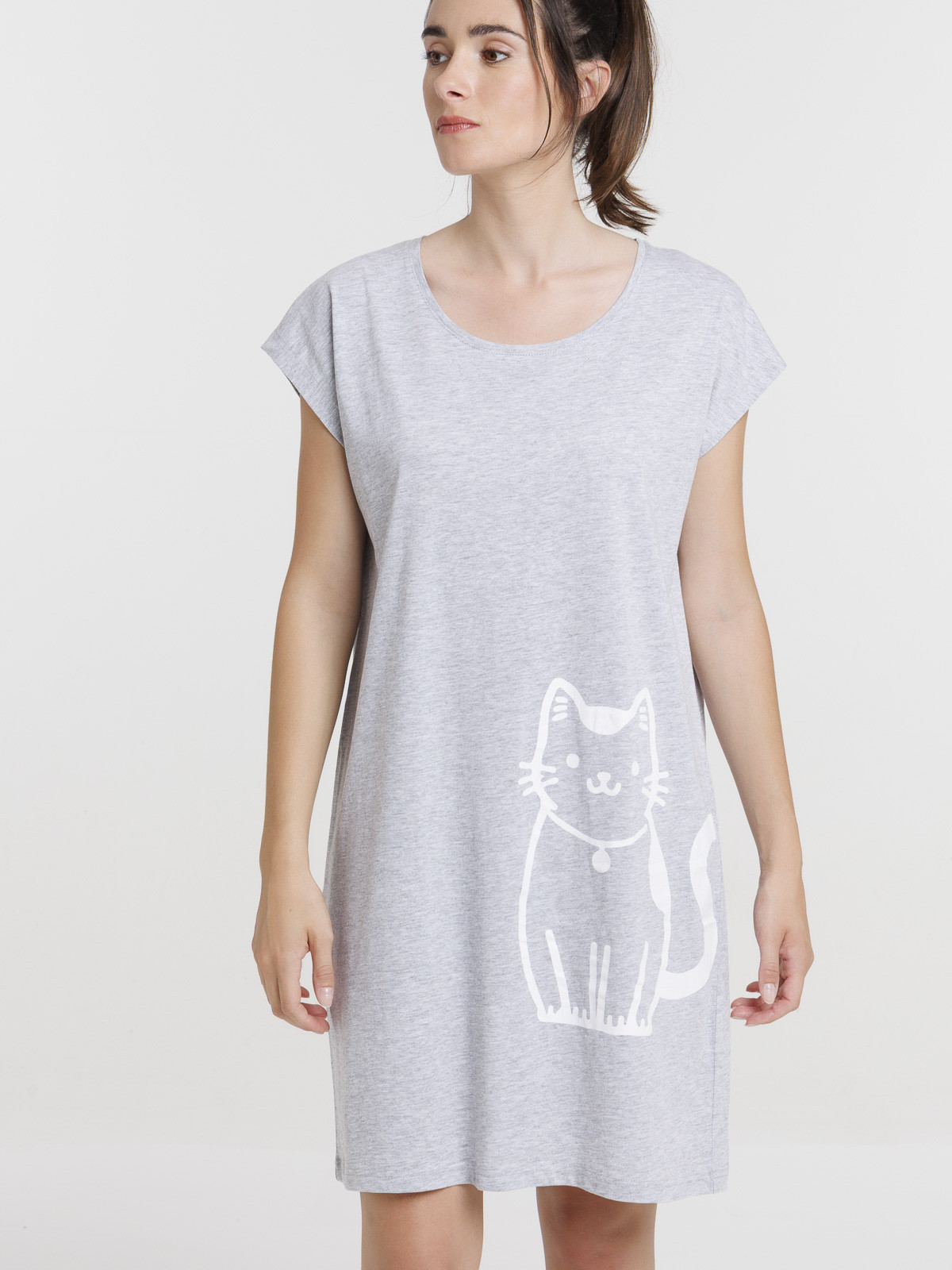 Chemise de nuit motif chat femme Chemise de nuit motif chat femme