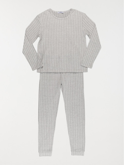 Pyjama côtelé gris chiné fille (XXS-M)