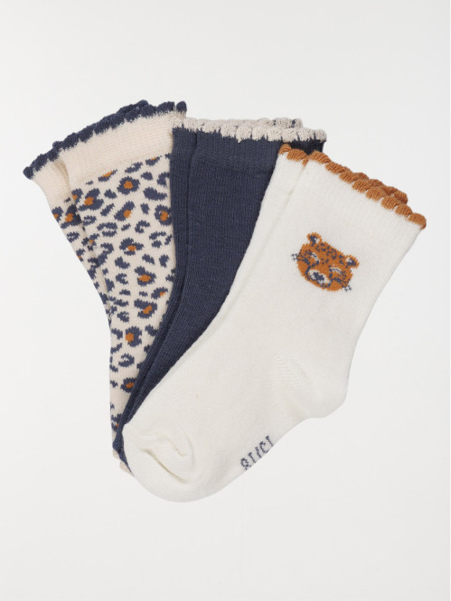 Lot 3 paires chaussettes léopard fille