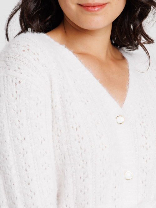 Gilet motifs ajourés écru...