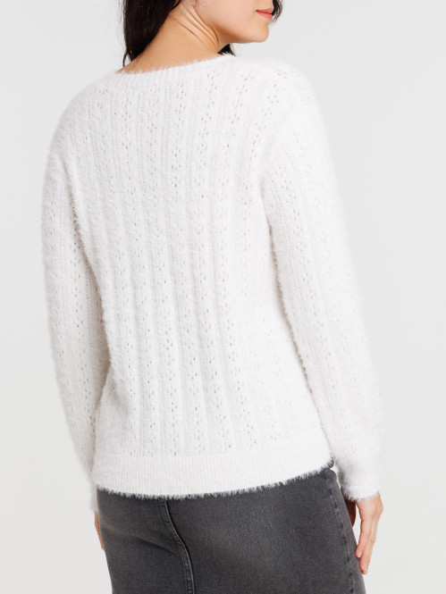 Gilet motifs ajourés écru...