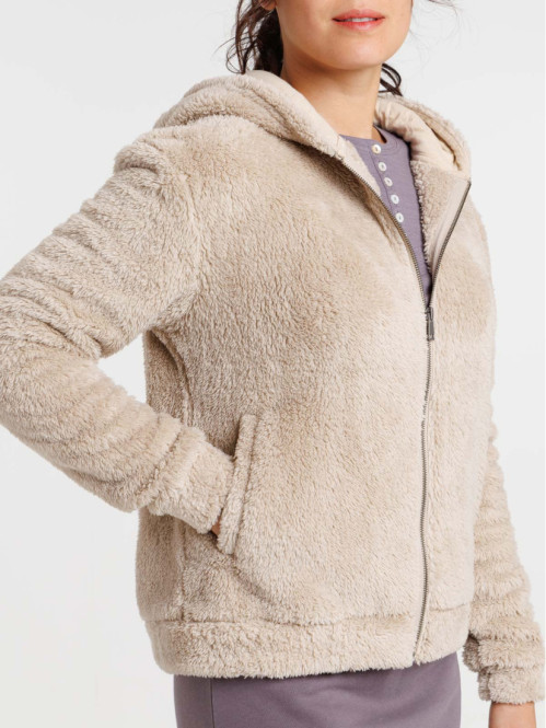 Sweat polaire zippé beige...