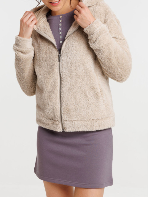 Sweat polaire zippé beige...