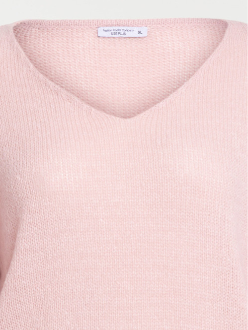 Pull col V grande taille femme