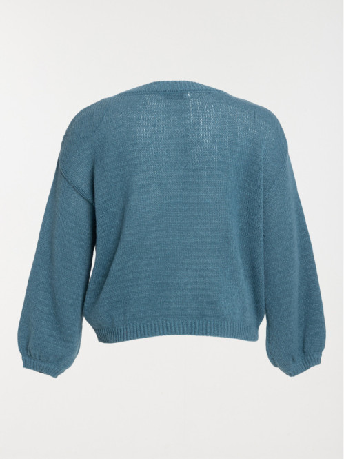 Gilet col V boutonné bleu...