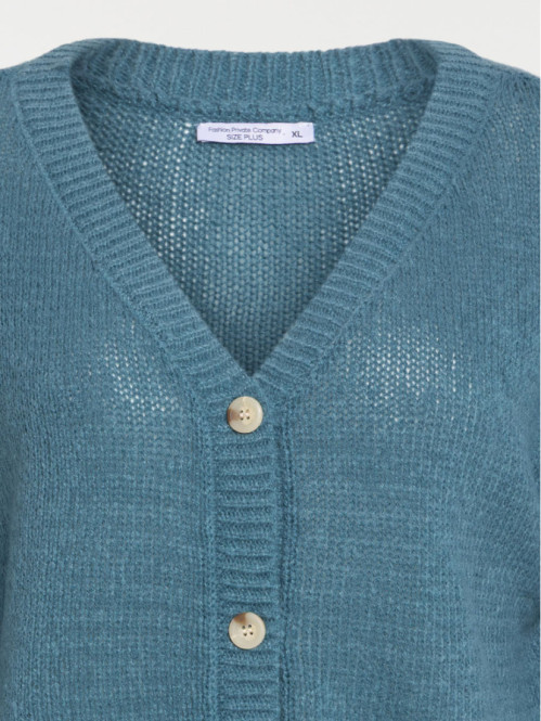 Gilet col V boutonné bleu...