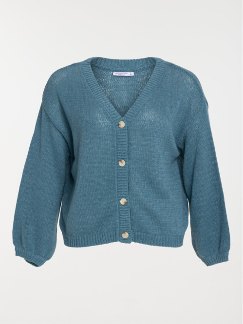 Gilet col V boutonné bleu gipsy femme