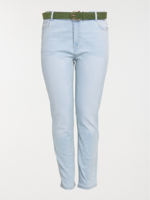 Jean mom ceinturé grande taille femme