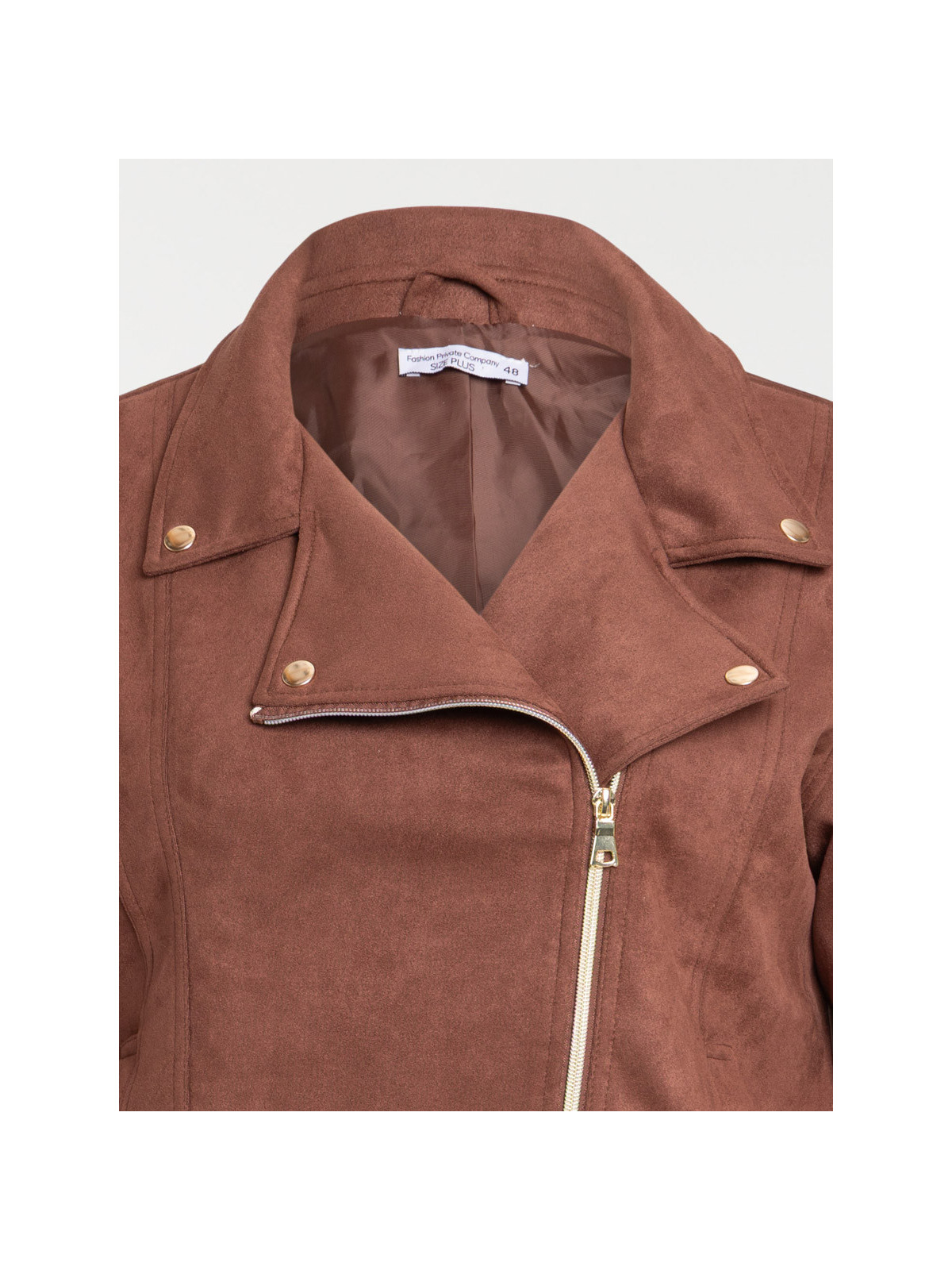 Veste biker marron grande taille femme