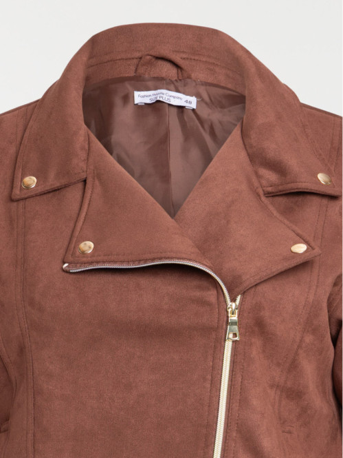 Veste biker marron grande...