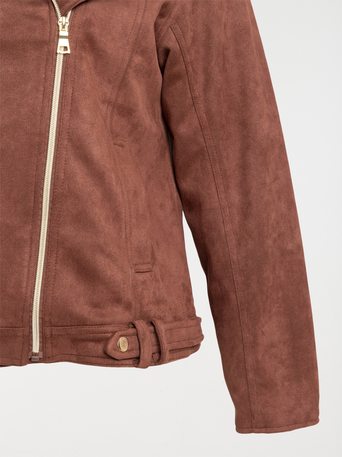 Veste biker marron grande taille femme