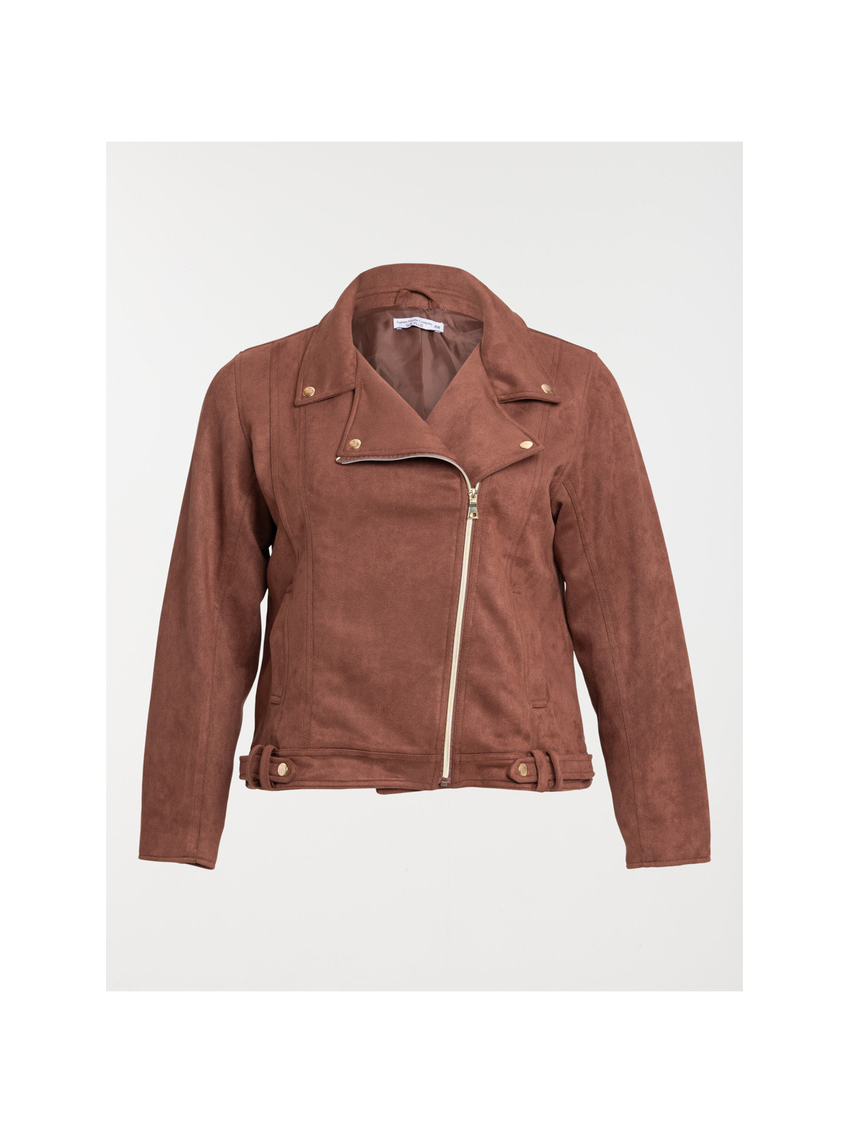 Veste biker marron grande taille femme