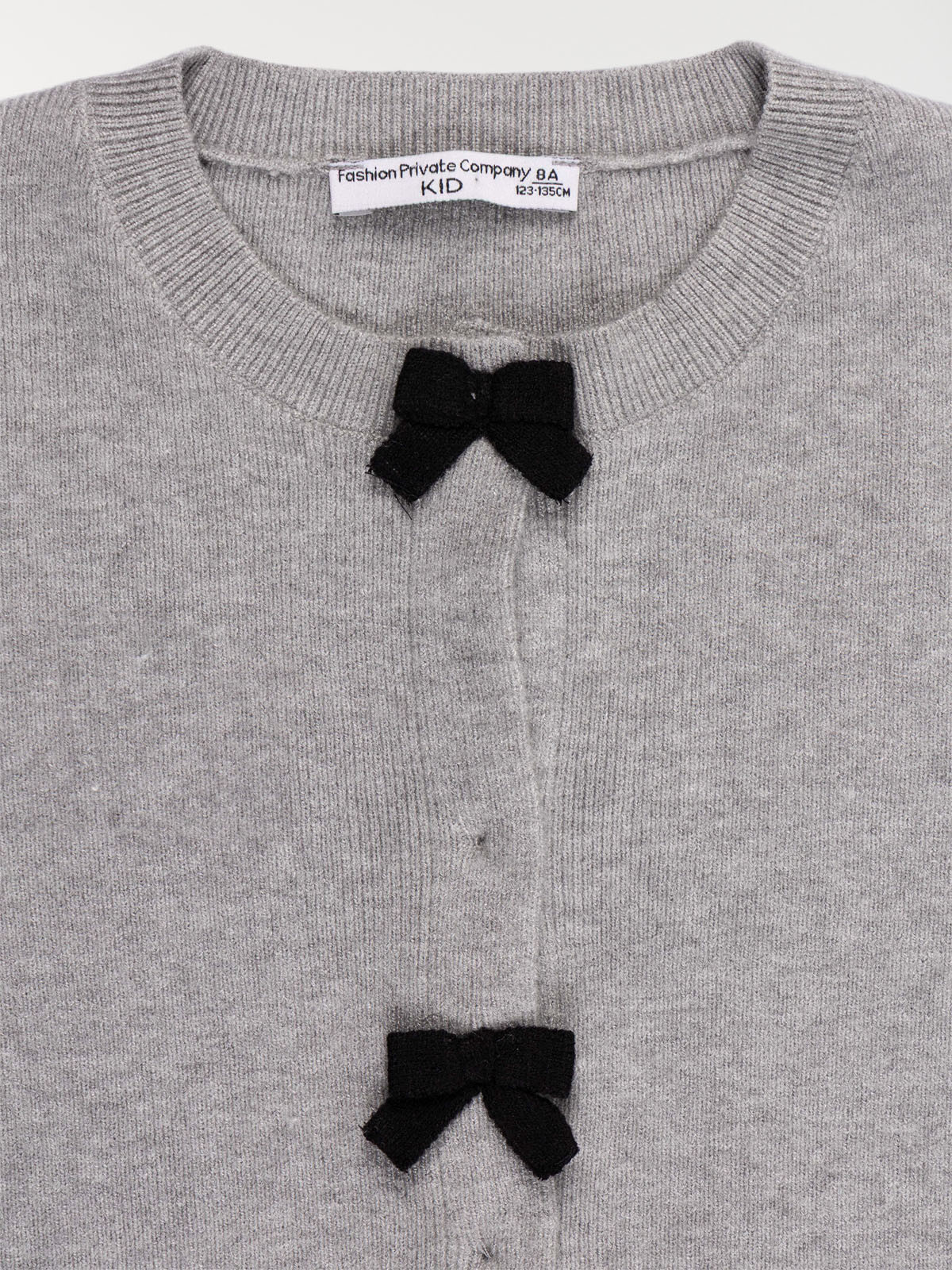 Gilet gris chiné noeuds fille (3-12A) Gilet gris chiné noeuds fille (3-12A)