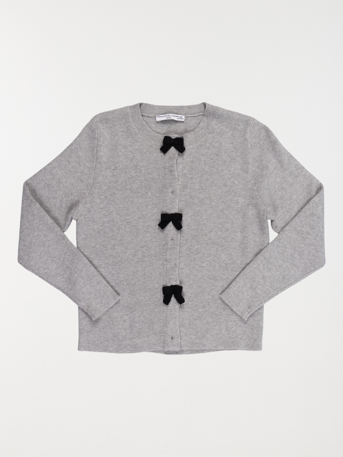 Gilet gris chiné noeuds fille (3-12A)