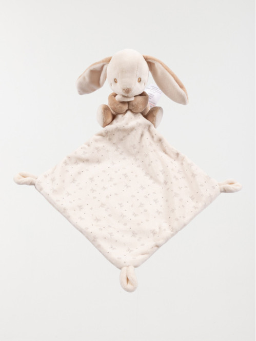 Doudou mouchoir naissance lapin beige