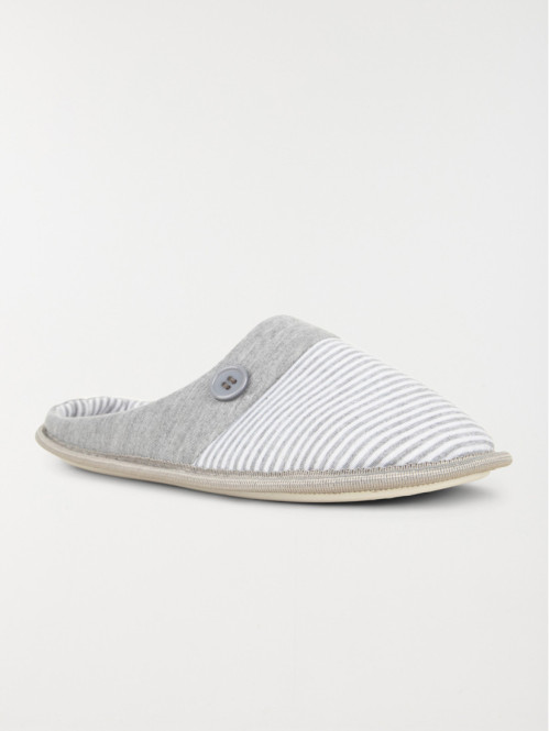 Chaussons rayés et boutons femme (37-42) Chaussons rayés et boutons femme (37-42)