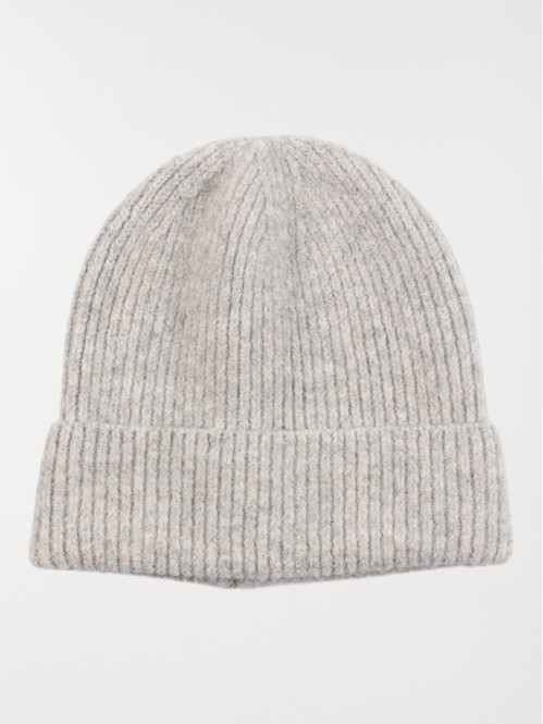 Bonnet en tricot gris clair chiné femme