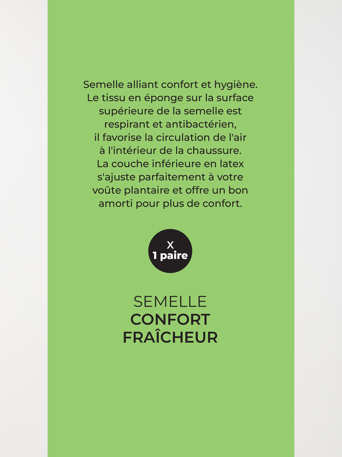 Semelle confort fraîcheur 