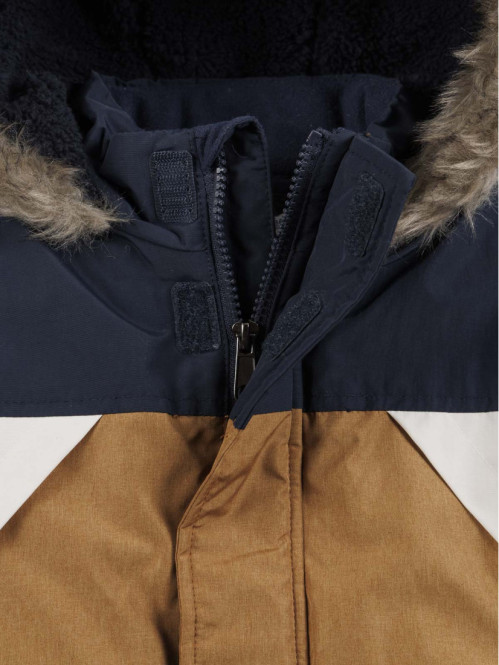 Parka à capuche tricolore...