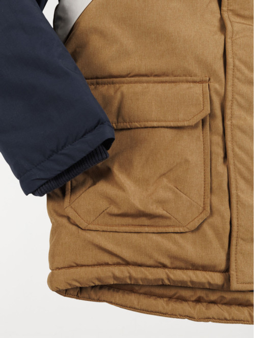 Parka à capuche tricolore...