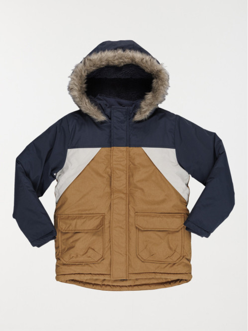 Parka à capuche tricolore...