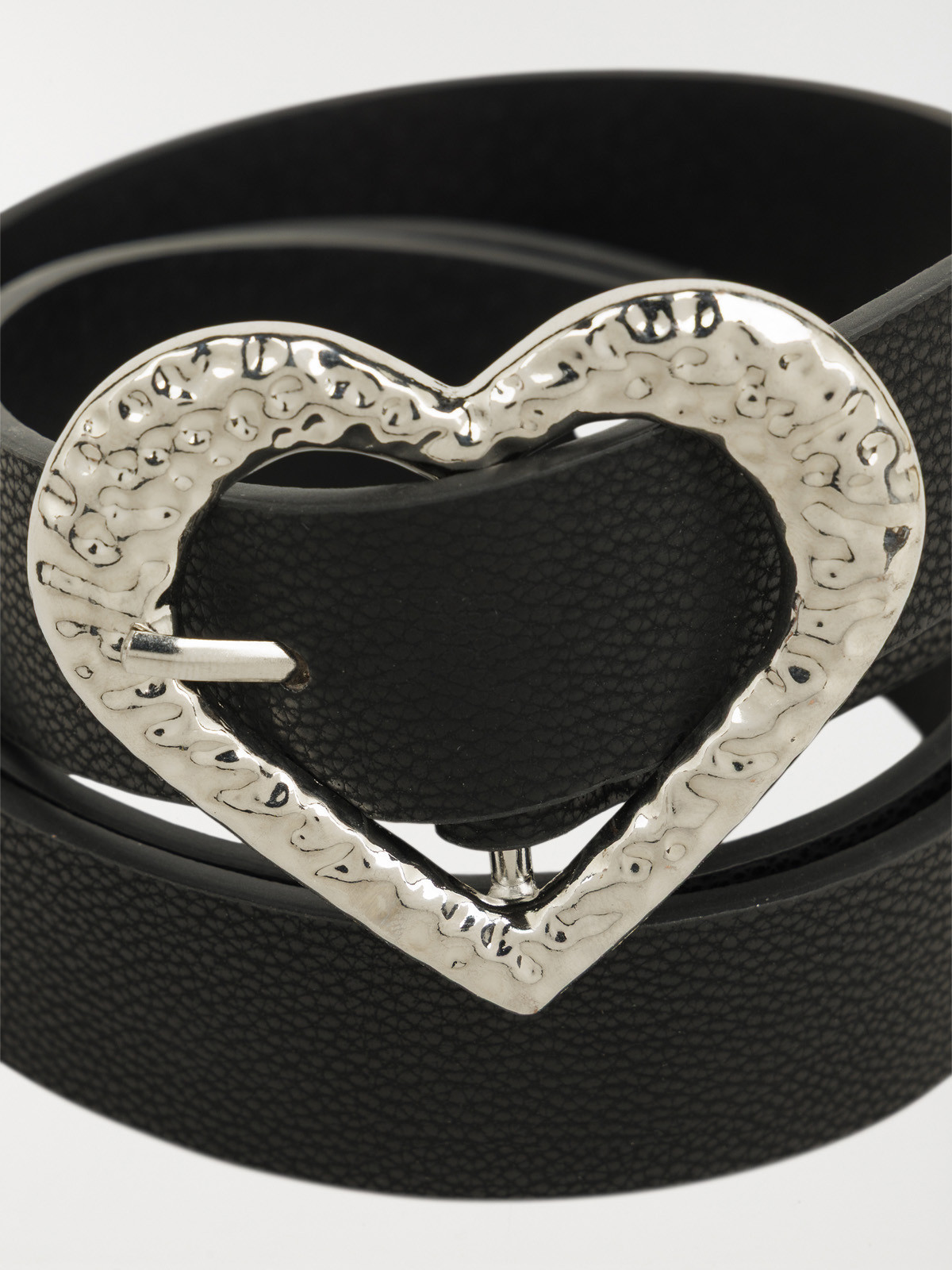 Ceinture noir boucle coeur femme